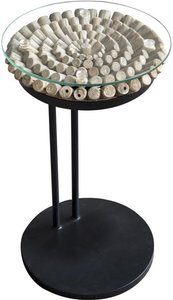 View Driftwood sofa table - round - 50cm - glass top View Driftwood sofa table - round - 50cm - glass top
