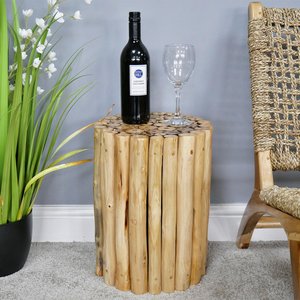 View Side table - round - teak wood View Side table - round - teak wood