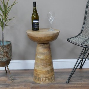 View Side table - wooden - round pedestal style View Side table - wooden - round pedestal style