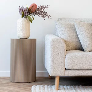 View Farense side table - round - fluted - beige
