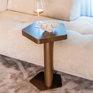 View Hexa side table - hexagonal - brushed gold