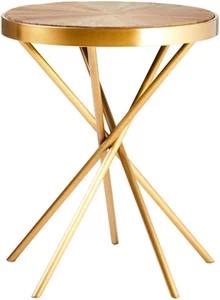 View Jana side table - round - wood with gold splayed legs
