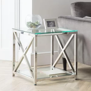 View Miami lamp table - square - glass and chrome
