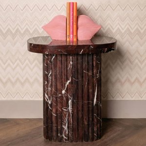 View Orchid fluted end table - square - burgundy - marble