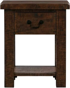 View Reclaimed dark pine lamp table - 1 drawer