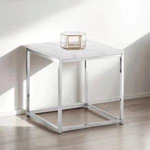 View Scala lamp table - square - white marble effect and chrome