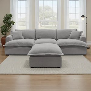 View Santa barbara modular sofa - grey fabric - with footstool