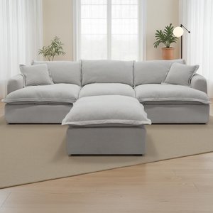 View Santa barbara modular sofa - stone fabric - with footstool