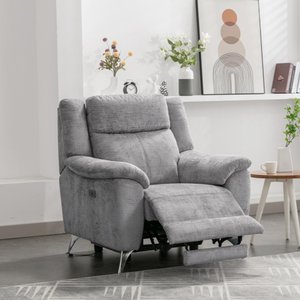 View Monroe electric recliner armchair - adjustable headrest - ash grey - fabric