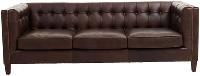 View King sofa - 3 seater - dark brown leather with tufted back