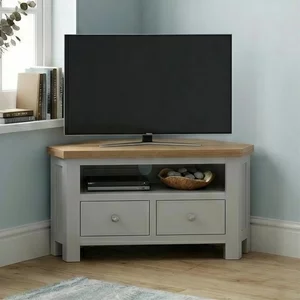 View Lundy corner tv unit - 105cm - grey painted