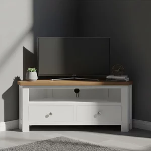 View Lundy corner tv unit - 105cm - white painted
