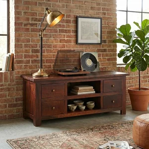 View Jaipur tv unit - 130cm - solid mango wood View Jaipur tv unit - 130cm - solid mango wood