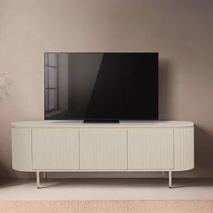 View Patou curved fluted tv unit - 3 door - 170cm - large - off white - mango wood