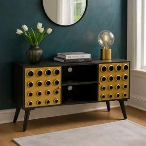 View Arti tv unit - 2 door - black - mango wood View Arti tv unit - 2 door - black - mango wood