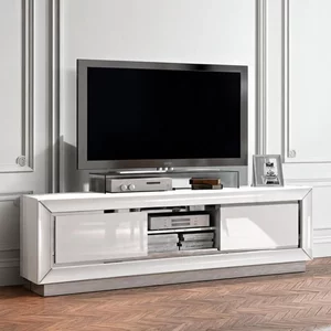 View Dama italian white tv unit - extra large - chrome trim
