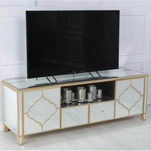 View Clearance - casablanca tv unit - mirrored - gold trim