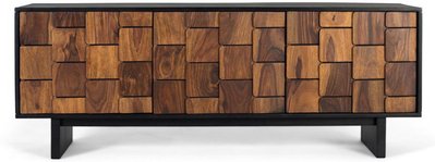 View Esmeralda tv unit - 3 door - black mango wood View Esmeralda tv unit - 3 door - black mango wood