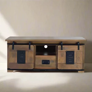 View Iron works tv unit - mango wood - storage View Iron works tv unit - mango wood - storage