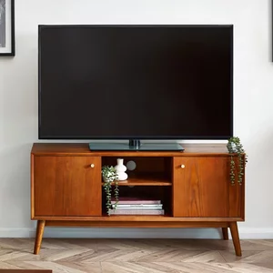 View Lowry media unit - 120cm - cherry wood - retro style View Lowry media unit - 120cm - cherry wood - retro style