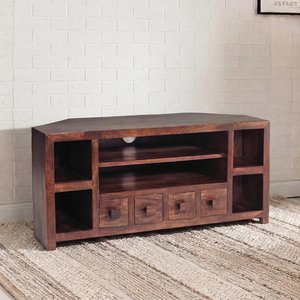 View Dakota tv unit - corner - 110cm - dark mango wood View Dakota tv unit - corner - 110cm - dark mango wood
