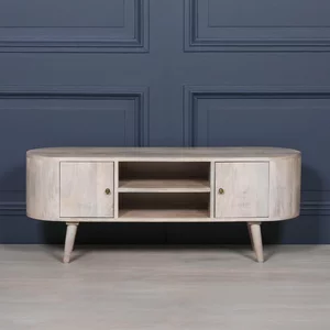 View Washed mango wood tv unit - curved - 2 door View Washed mango wood tv unit - curved - 2 door