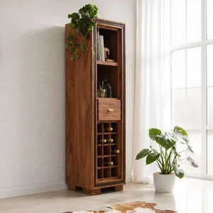 View Jodhpur wine rack - 1 drawer - tall - with wine rack - solid sheesham wood
