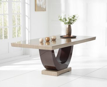 View Novara 200cm brown pedestal marble dining table View Novara 200cm brown pedestal marble dining table
