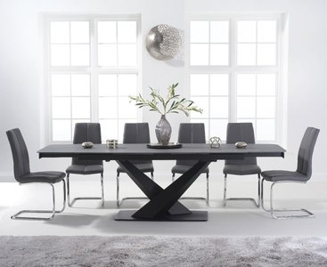 View Extending jacob 180cm grey stone dining table with 6 grey gianni chairs View Extending jacob 180cm grey stone dining table with 6 grey gianni chairs