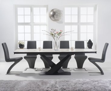 View Extending jacob 180cm white ceramic dining table with 6 white aldo chairs View Extending jacob 180cm white ceramic dining table with 6 white aldo chairs