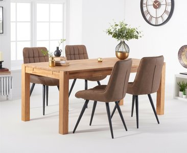 View Extending thetford 150cm solid oak table with 6 brown larson chairs View Extending thetford 150cm solid oak table with 6 brown larson chairs