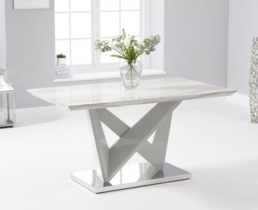 View Marcella 150cm marble effect high gloss light grey dining table View Marcella 150cm marble effect high gloss light grey dining table