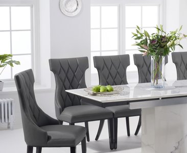 View Extending savona 160cm white ceramic dining table with 10 grey sophia chairs View Extending savona 160cm white ceramic dining table with 10 grey sophia chairs