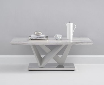 View Marcella light grey high gloss marble effect coffee table View Marcella light grey high gloss marble effect coffee table