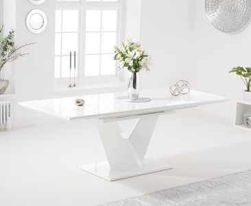 View Extending vittorio 160cm white high gloss dining table View Extending vittorio 160cm white high gloss dining table