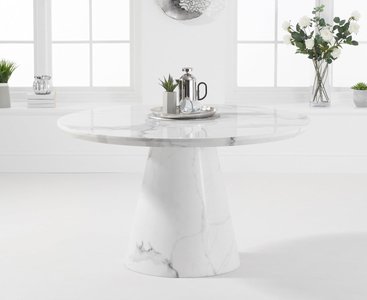 View Ravello 130cm round white marble dining table View Ravello 130cm round white marble dining table