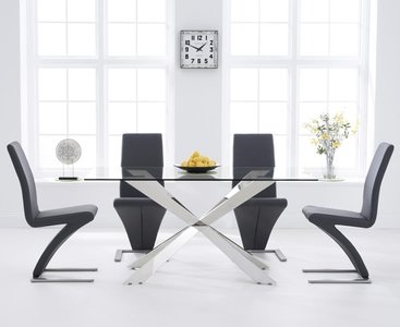 View Canova 160cm glass dining table with 8 black aldo chairs View Canova 160cm glass dining table with 8 black aldo chairs