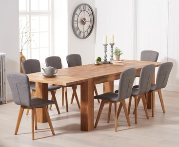 View Sheringham 200cm solid oak dining table with 12 grey ruben chairs with sheringham oak extensions -pair- View Sheringham 200cm solid oak dining table with 12 grey ruben chairs with sheringham oak extensions -pair-