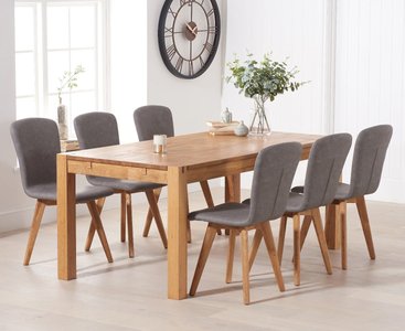 View Thetford 150cm oak dining table with 4 grey ruben chairs View Thetford 150cm oak dining table with 4 grey ruben chairs