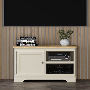 View Madley oak and cream painted small tv cabinet View Madley oak and cream painted small tv cabinet