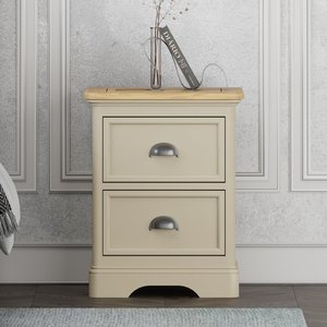 View Madley oak and cream painted 2 drawer bedside chest View Madley oak and cream painted 2 drawer bedside chest