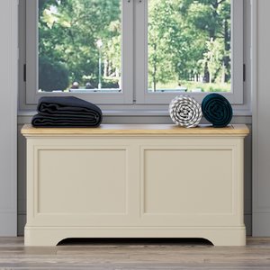 View Madley oak and cream painted blanket box View Madley oak and cream painted blanket box