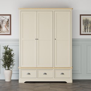 View Madley oak and cream painted triple wardrobe View Madley oak and cream painted triple wardrobe