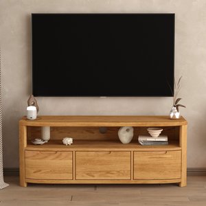 View Somerton curved solid oak large tv unit View Somerton curved solid oak large tv unit