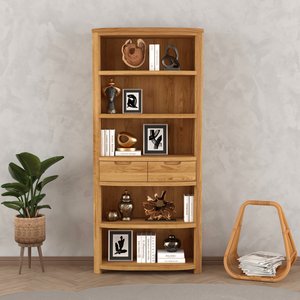 View Somerton curved solid oak tall bookcase View Somerton curved solid oak tall bookcase