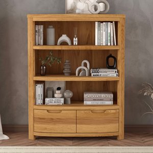 View Somerton curved solid oak small bookcase View Somerton curved solid oak small bookcase