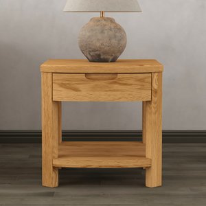 View Somerton curved solid oak 1 drawer lamp table View Somerton curved solid oak 1 drawer lamp table