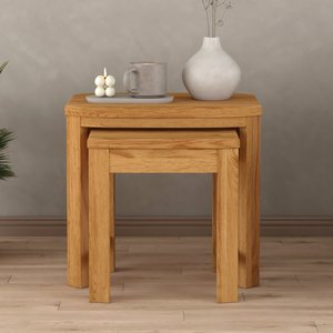 View Somerton curved solid oak nest of tables View Somerton curved solid oak nest of tables