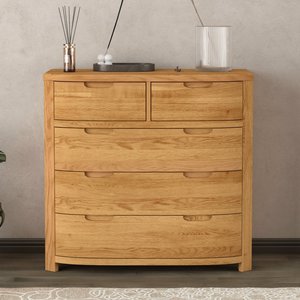View Somerton curved solid oak 2 over 3 chest of drawers View Somerton curved solid oak 2 over 3 chest of drawers