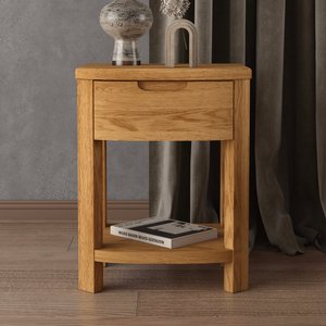 View Somerton curved solid oak 1 drawer bedside chest View Somerton curved solid oak 1 drawer bedside chest
